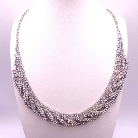 Vintage Charming Charlie Full Rhinestones Collar Necklace - Picture 1 of 7